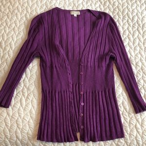 3/4 sleeve deep Purple Caridigan